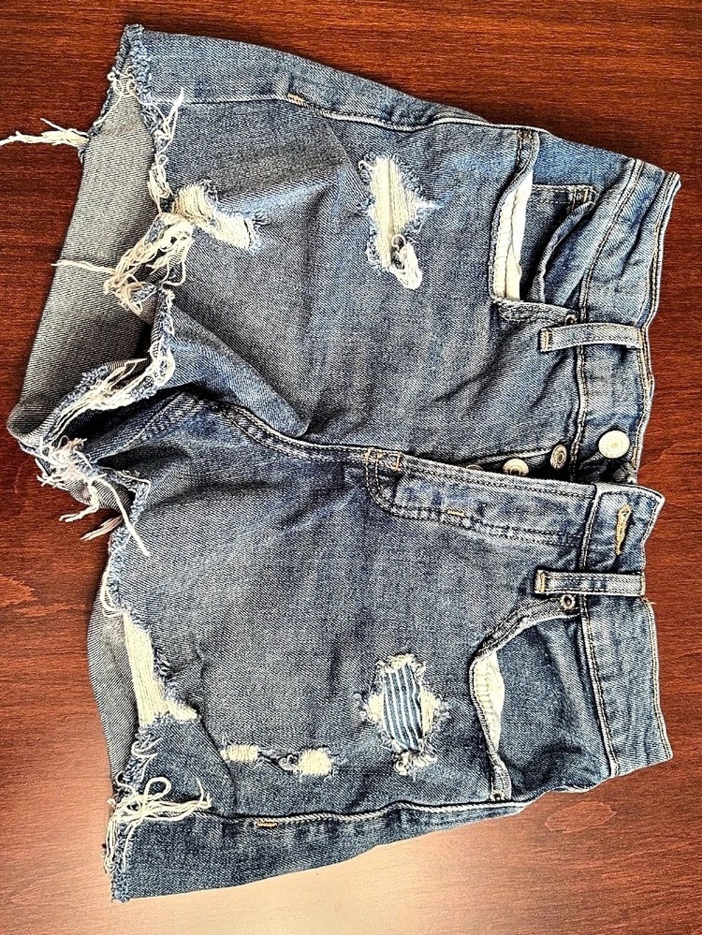 Old Navy Higher High-Waisted Button-Fly Sky-Hi A-Line Cut-Off Jean Shorts Sky-Hi